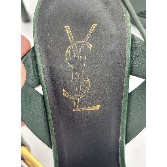 YSL Yves Saint Laurent Tribute 75 Platform Sandal Heels Dark Green Size 38 / 8 - Picture 4 of 16